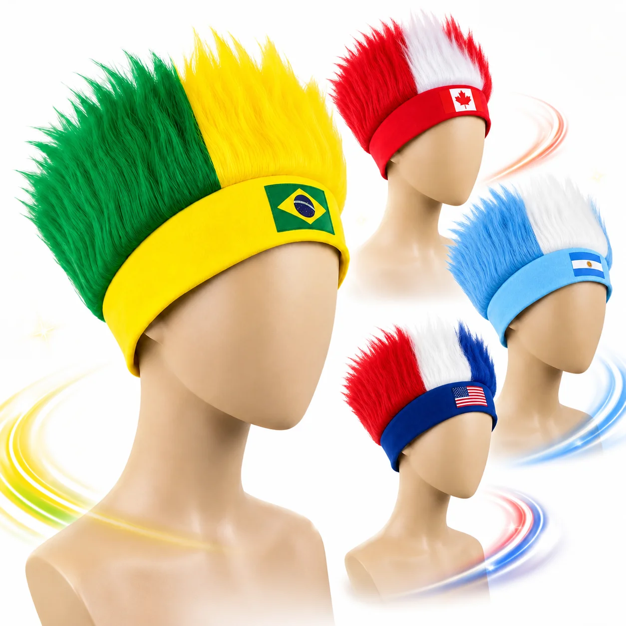 Peluca colorida para aficionados al fútbol, gorro creativo de animación con estilo de países, accesorio festivo para partidos, c
Peluca colorida para aficionados al fútbol, gorro creativo de animación con estilo de países, accesorio festivo para partidos, c