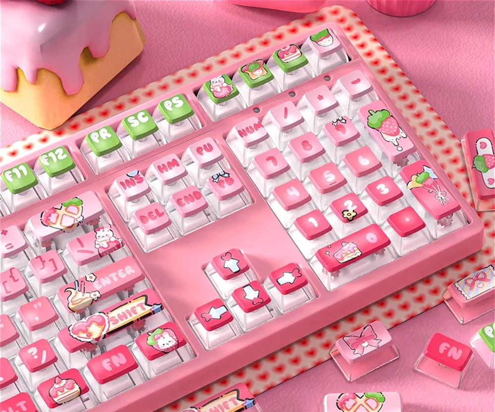 Strawberry Cream Rabbit Keycap Hot Sublimation PBT OEM Cute Girls Mechanical Keyboard Candy Color Transparent
Strawberry Cream Rabbit Keycap Hot Sublimation PBT OEM Cute Girls Mechanical Keyboard Candy Color Transparent