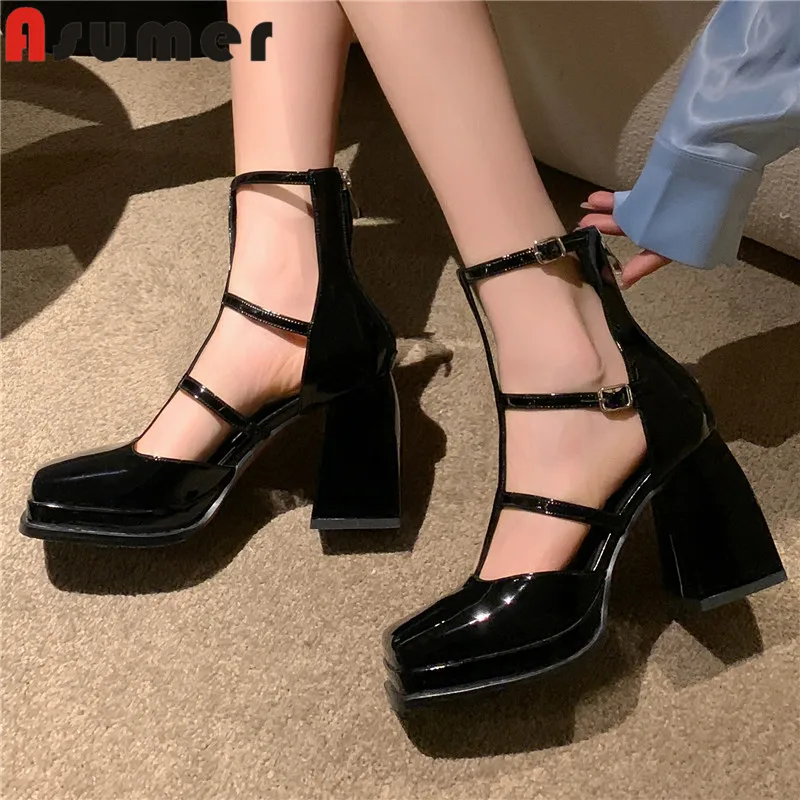 ASUMER 2024 New Patent Leather Zipper Women's Sandals Fashion Ladies Platform Sandals Thick High Heels Shoes
ASUMER 2024 New Patent Leather Zipper Women's Sandals Fashion Ladies Platform Sandals Thick High Heels Shoes
