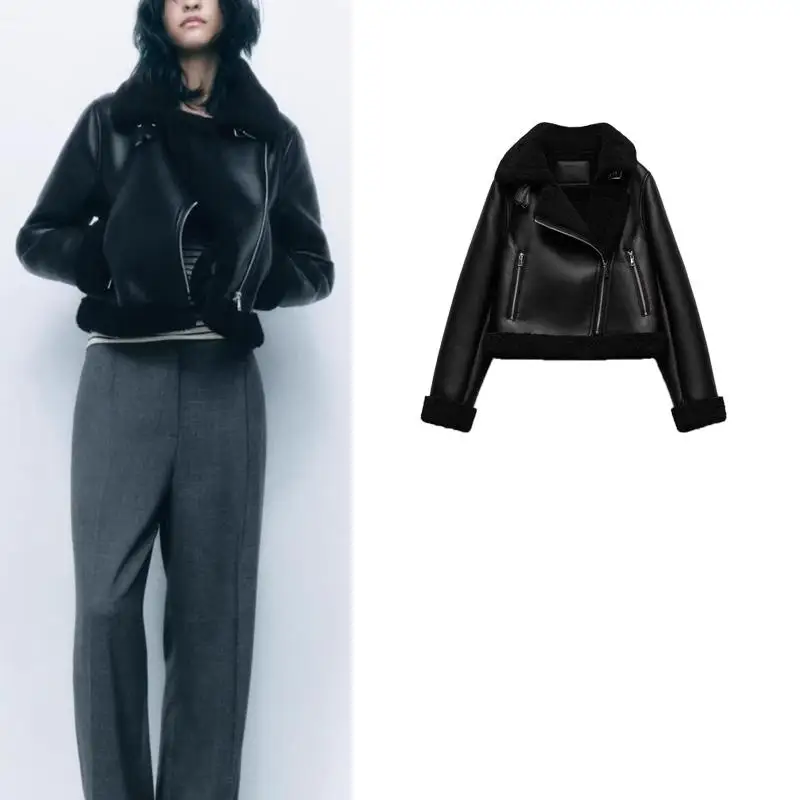 Autumn Winter New Women's Double-Sided PU Leather Fur Jaet Long Sve Turn-down Collar Inteated Leather Coat 874267
Autumn Winter New Women's Double-Sided PU Leather Fur Jaet Long Sve Turn-down Collar Inteated Leather Coat 874267