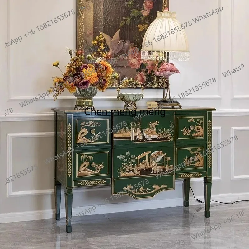 French Chinese style painted entrance cabinet living room decorative locker European style
French Chinese style painted entrance cabinet living room decorative locker European style