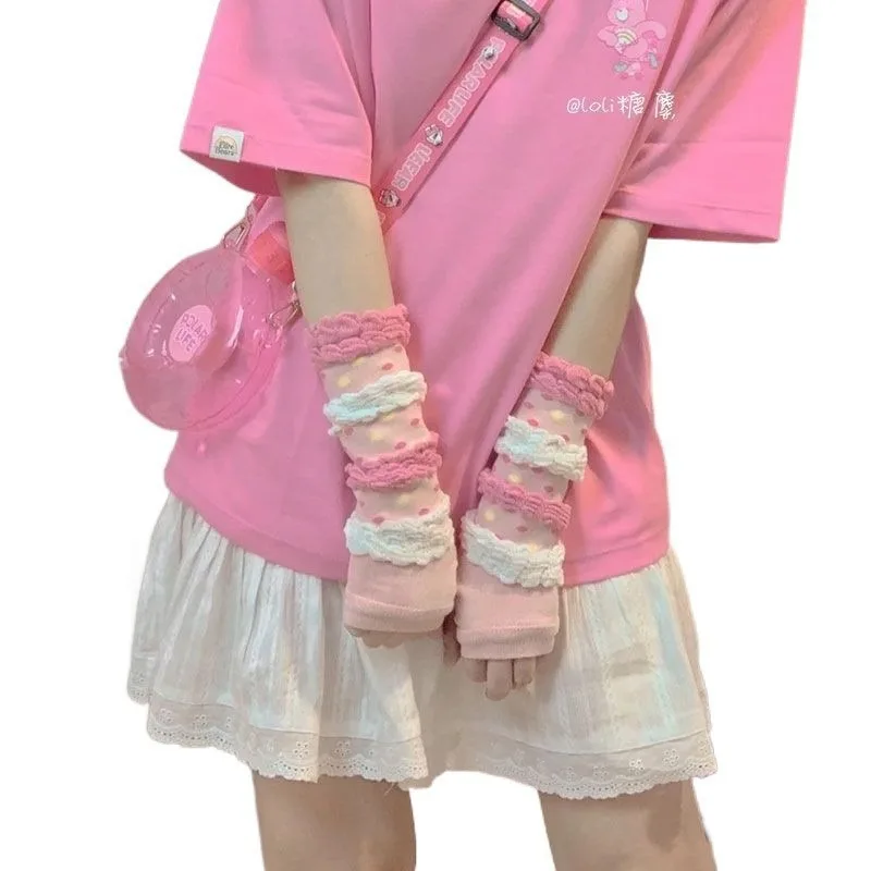 Kawaii Pink Polka Dot Arm Warmers Japanese Harajuku Lace Ruffle Sleeve Covers Women Y2K Decora Aesthetic Fingerless Gloves
Kawaii Pink Polka Dot Arm Warmers Japanese Harajuku Lace Ruffle Sleeve Covers Women Y2K Decora Aesthetic Fingerless Gloves