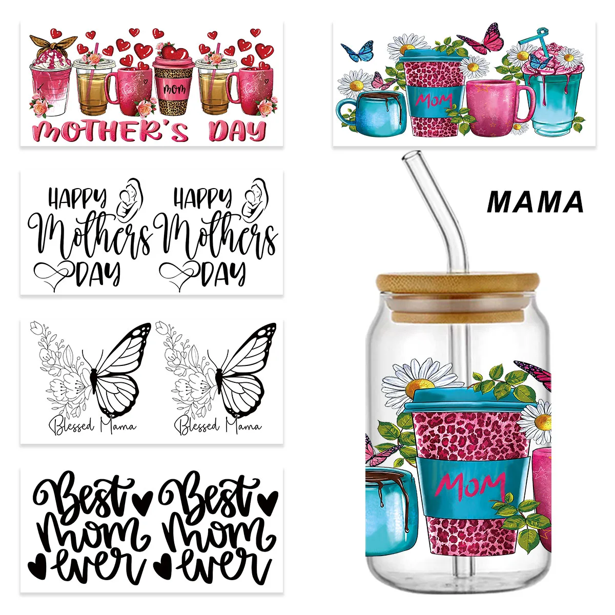 Mother's Day Theme UV DTF Cup Wrap For 16 OZ Glass Libbey Selfadhesive Washable DIY Custom Cups Wrap Stickers
Mother's Day Theme UV DTF Cup Wrap For 16 OZ Glass Libbey Selfadhesive Washable DIY Custom Cups Wrap Stickers