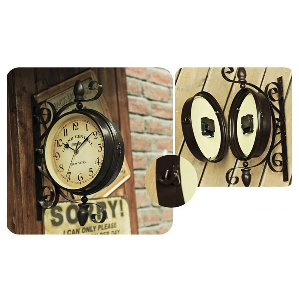 Vintage Double Sided Wall Clock Iron Silent Non-Ticking 360 Degree Rotate Retro Decorative Style Home Office Living Room
Vintage Double Sided Wall Clock Iron Silent Non-Ticking 360 Degree Rotate Retro Decorative Style Home Office Living Room