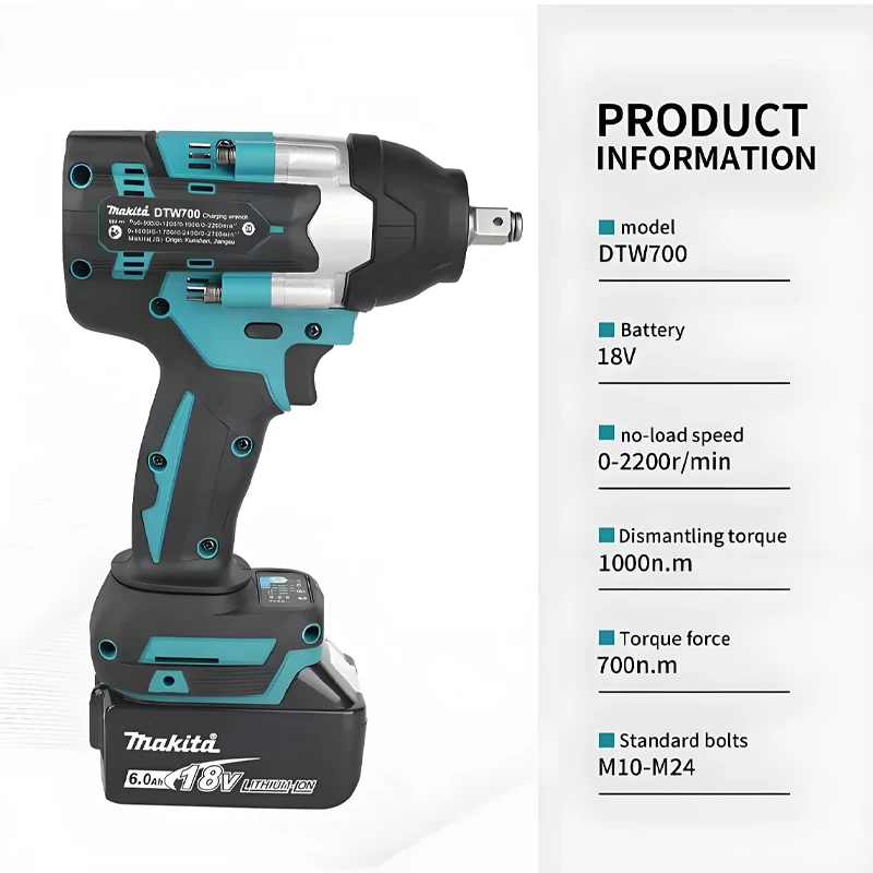 DTW700 Brushless 18V Electric Wrench Cordless Drill Screwdriver Free Delivery Large Torque Power Tools Torque Wrench
DTW700 Brushless 18V Electric Wrench Cordless Drill Screwdriver Free Delivery Large Torque Power Tools Torque Wrench