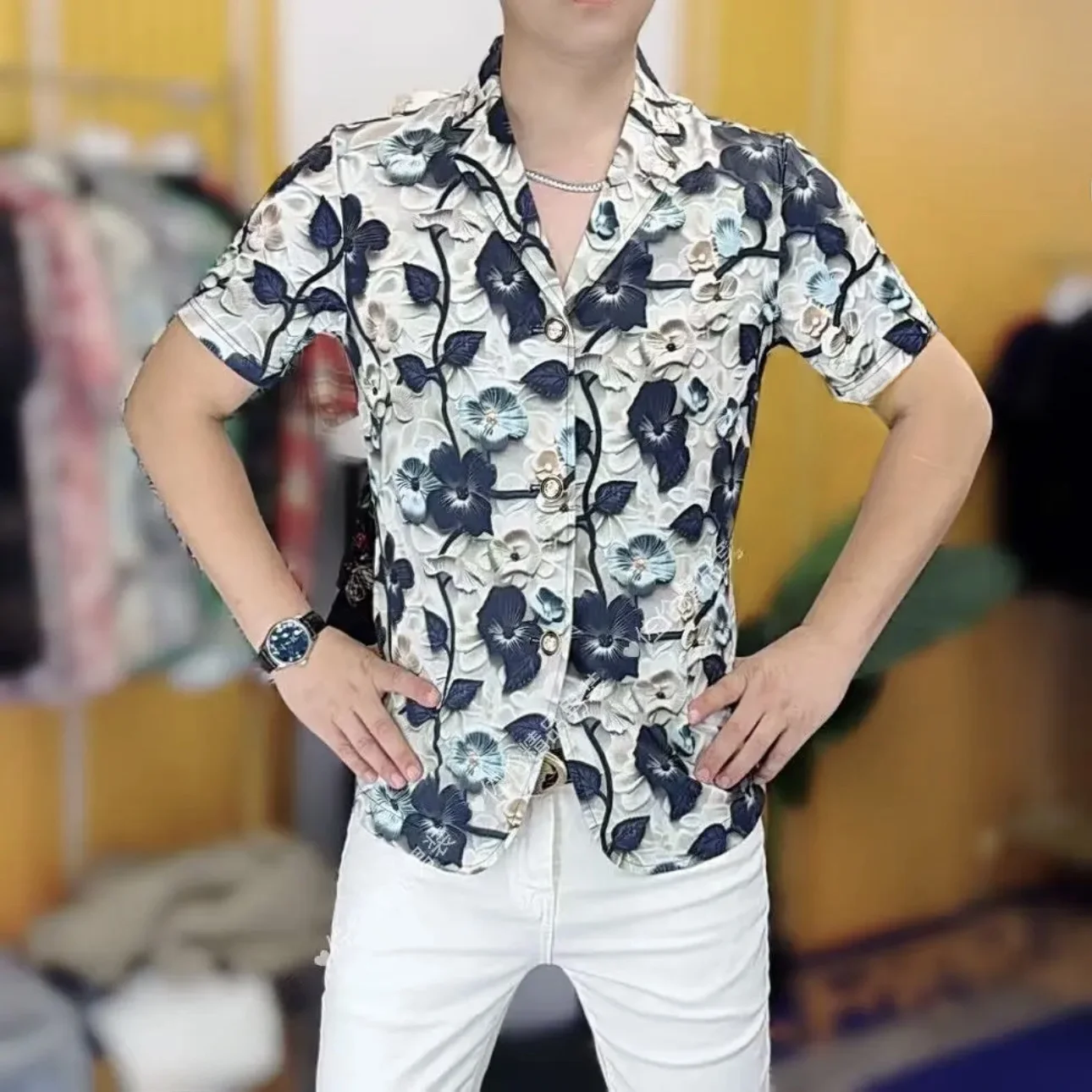 Slim Fit ort Sve Мужской Irt Faionable Индивидуальный воротник Эластичный молодежный дышащий ледяной шелк с цветочной вышивкой Лето...
Slim Fit ort Sve Мужской Irt Faionable Индивидуальный воротник Эластичный молодежный дышащий ледяной шелк с цветочной вышивкой Лето...