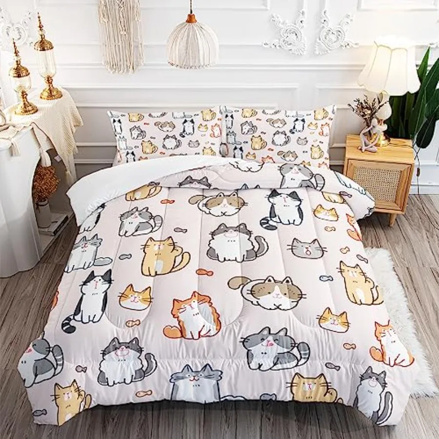 Cute Cat Comforter Set Size 3Pcs Cartoon Pet Cat Fishing Bedding Set Lovely Animal Quilt Bed Set for Girls Boys Room Decor
Cute Cat Comforter Set Size 3Pcs Cartoon Pet Cat Fishing Bedding Set Lovely Animal Quilt Bed Set for Girls Boys Room Decor