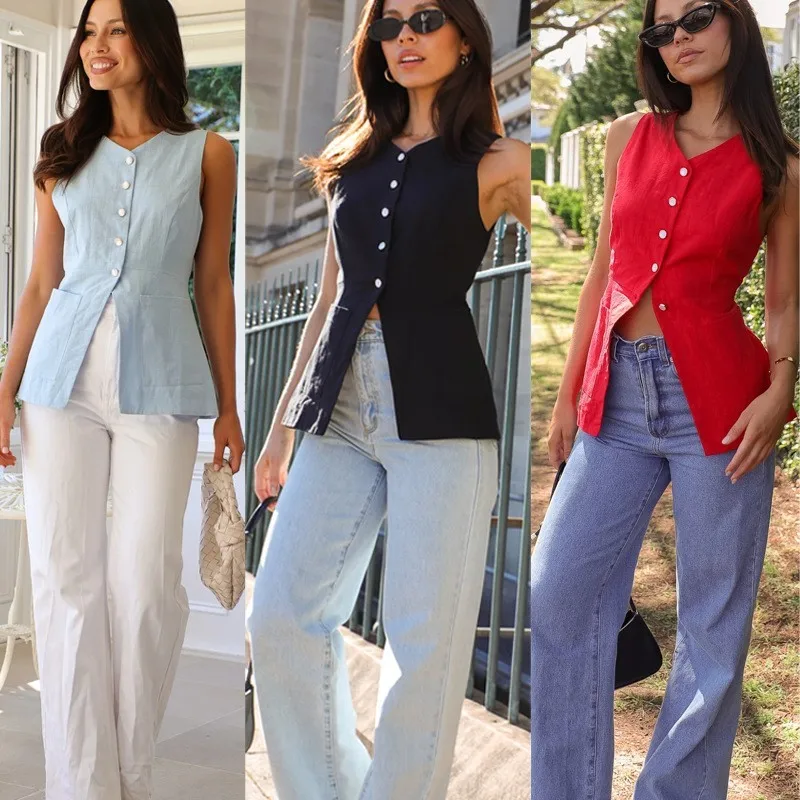 New Summer Solid Color Slim Tank Tops Women Camisole Elegant Sleeveless Crew Collar Party Women's Tops waistcoat Office Vest
New Summer Solid Color Slim Tank Tops Women Camisole Elegant Sleeveless Crew Collar Party Women's Tops waistcoat Office Vest