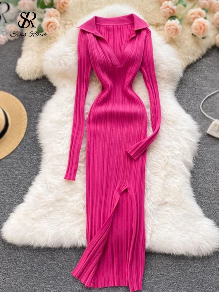 Slim Pencil Dresses 2021 Autumn Sexy Bodycon Split Sweater Dress Women Korean Knitted Dress Long Sleeve V Neck Elastic
Slim Pencil Dresses 2021 Autumn Sexy Bodycon Split Sweater Dress Women Korean Knitted Dress Long Sleeve V Neck Elastic
