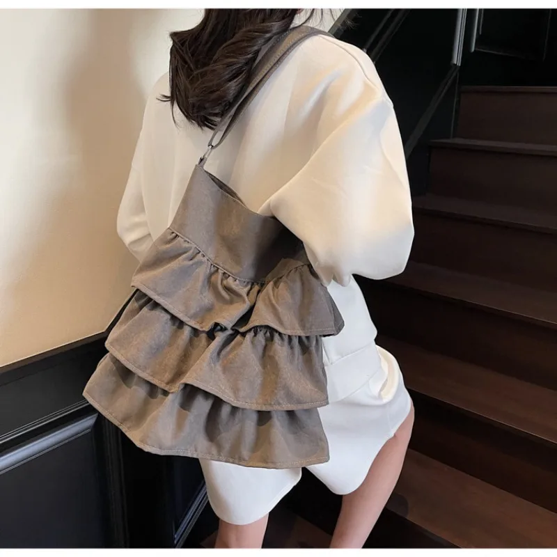 Женские сумки-тоут HAEX с оборками, модельер 2025, как юбки, женская сумка на плечо под мышками, большая вместимость, Bolso Mujer 
Женские сумки-тоут HAEX с оборками, модельер 2025, как юбки, женская сумка на плечо под мышками, большая вместимость, Bolso Mujer