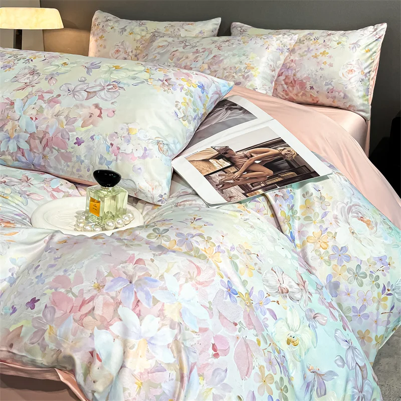 Flower Printed Duvet Cover Set Satin Silk Bed Cover Sets for Summer Queen/King Size Silky plumones de cama Coolling Bedding Set
Flower Printed Duvet Cover Set Satin Silk Bed Cover Sets for Summer Queen/King Size Silky plumones de cama Coolling Bedding Set