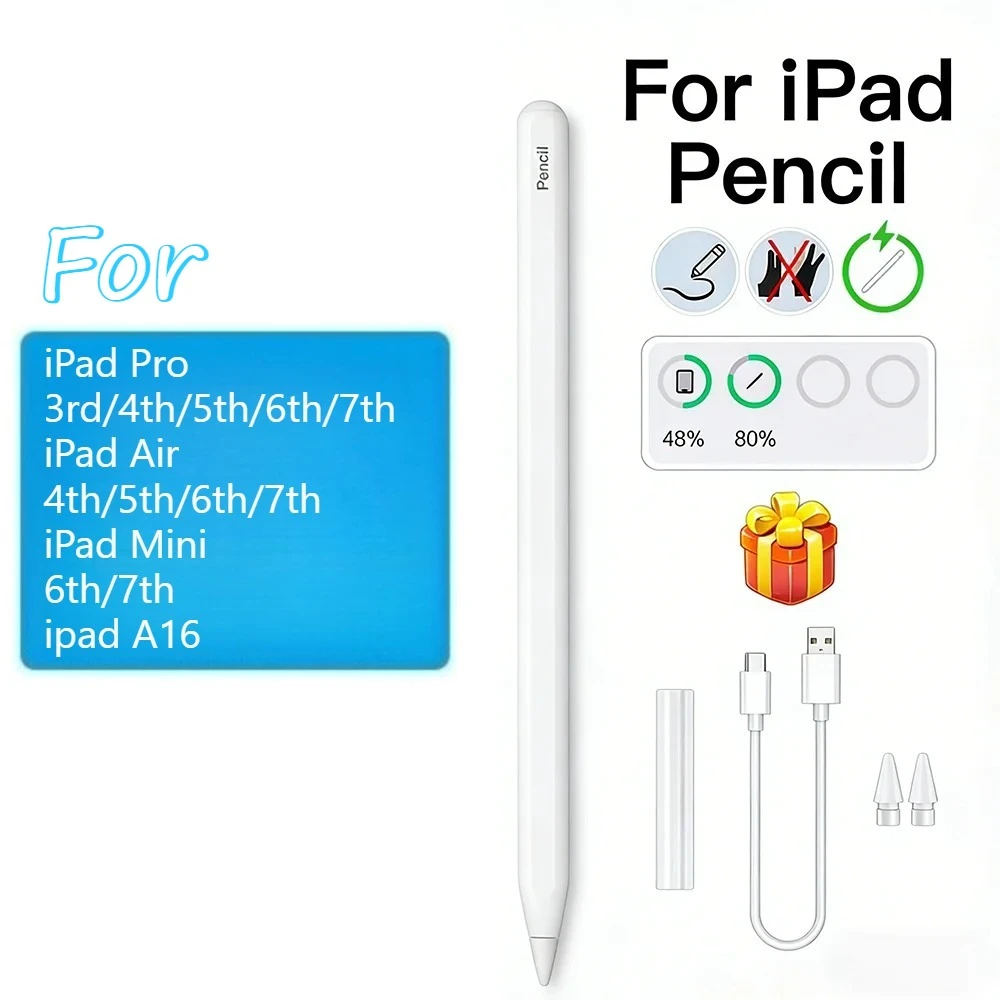 For IPad Pencil Accessories Palm Rejection Stylus Pen for Apple Pencil 2, Compatible with IPad Air 5/4 Pro 11 10.9 Mini 7/6
For IPad Pencil Accessories Palm Rejection Stylus Pen for Apple Pencil 2, Compatible with IPad Air 5/4 Pro 11 10.9 Mini 7/6