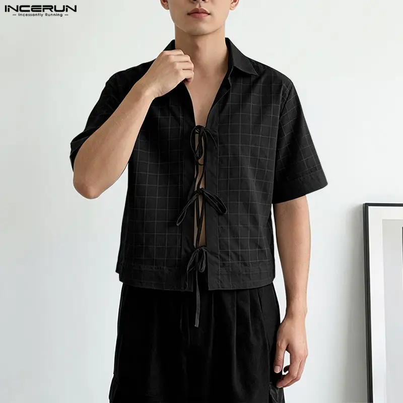 INCERUN Men's Shirt Plaid Patchwork Lapel Short Sleeve Lace Up Tops For Man Camisa Streetwear 2026 Fashion Casual Men Clothes
INCERUN Men's Shirt Plaid Patchwork Lapel Short Sleeve Lace Up Tops For Man Camisa Streetwear 2026 Fashion Casual Men Clothes