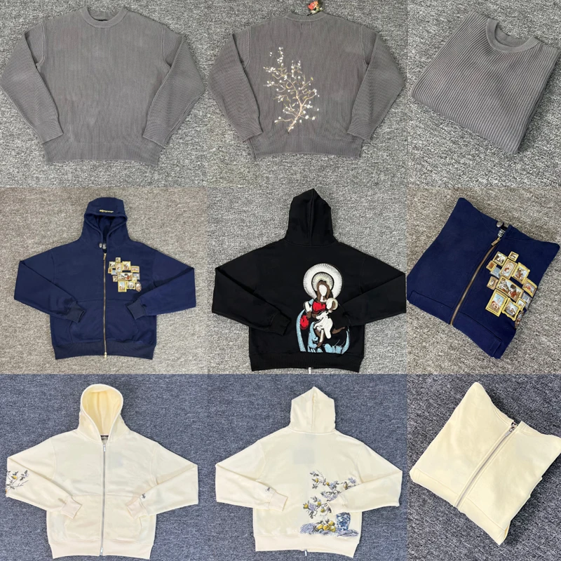 American Style Trendy Derschutze Sweater High Quality Gray Casual Flower Embroidery Knitted Pullover Men Women
American Style Trendy Derschutze Sweater High Quality Gray Casual Flower Embroidery Knitted Pullover Men Women