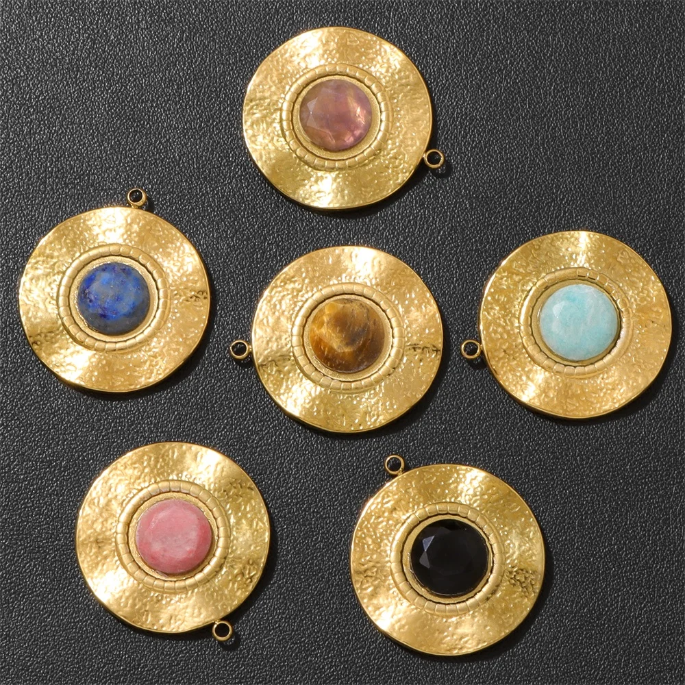 2PCS Gold Color Natural Stone Pendant Round lapis lazuli Obsidian Tiger Eye Beads Pendants for DIY Necklace Jewelry Making 27mm
2PCS Gold Color Natural Stone Pendant Round lapis lazuli Obsidian Tiger Eye Beads Pendants for DIY Necklace Jewelry Making 27mm