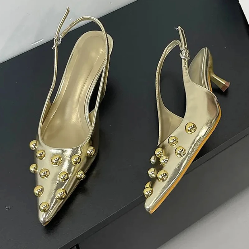 Rivet Design Sexy High Heels Women Pointed Toe Pumps Elegant Party Dress Shoes Luxury Brand Slingbacks Sandals Ladies Mules
Rivet Design Sexy High Heels Women Pointed Toe Pumps Elegant Party Dress Shoes Luxury Brand Slingbacks Sandals Ladies Mules