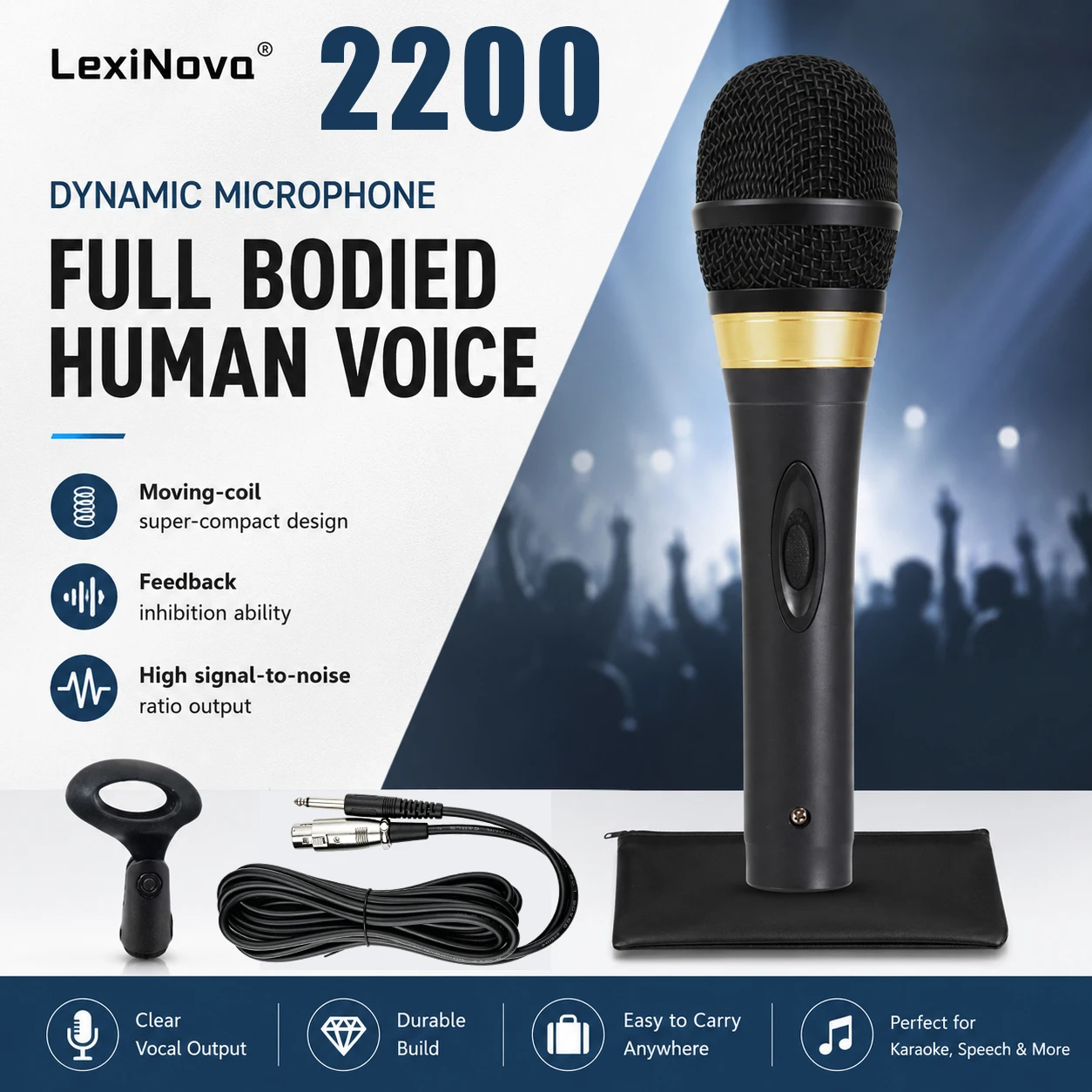2200 Professional Handheld Microphone Clear Vocal Wired Dynamic Mic For Recording Studio Performance Home Singing Live Concert
2200 Professional Handheld Microphone Clear Vocal Wired Dynamic Mic For Recording Studio Performance Home Singing Live Concert