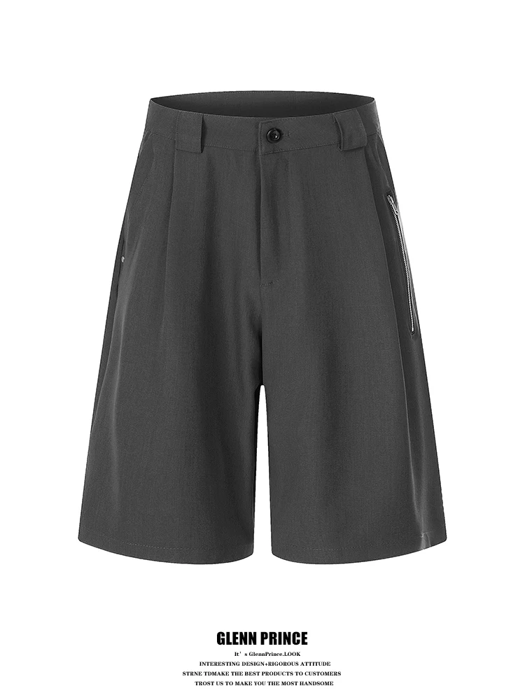 Retro Rivet Zipper Design Suit Shorts Men Summer High Waist Wide Leg Pants Cool Style Polyester Spandex Casual Trousers
Retro Rivet Zipper Design Suit Shorts Men Summer High Waist Wide Leg Pants Cool Style Polyester Spandex Casual Trousers
