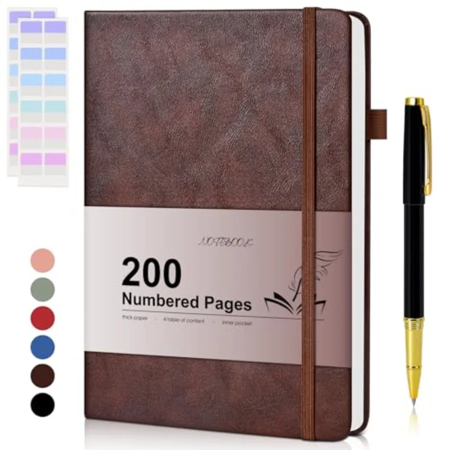 Lined Journal Notebook for Men Women, 200 Numbered Pages Leather Hardcover Journal with Pen, A5 Journaling Notebooks, Thick Pap
Lined Journal Notebook for Men Women, 200 Numbered Pages Leather Hardcover Journal with Pen, A5 Journaling Notebooks, Thick Pap