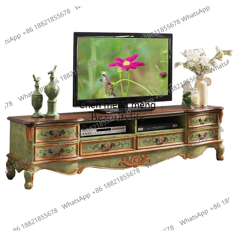American style painted TV cabinet coffee table small apartment villa hand-painted model
American style painted TV cabinet coffee table small apartment villa hand-painted model