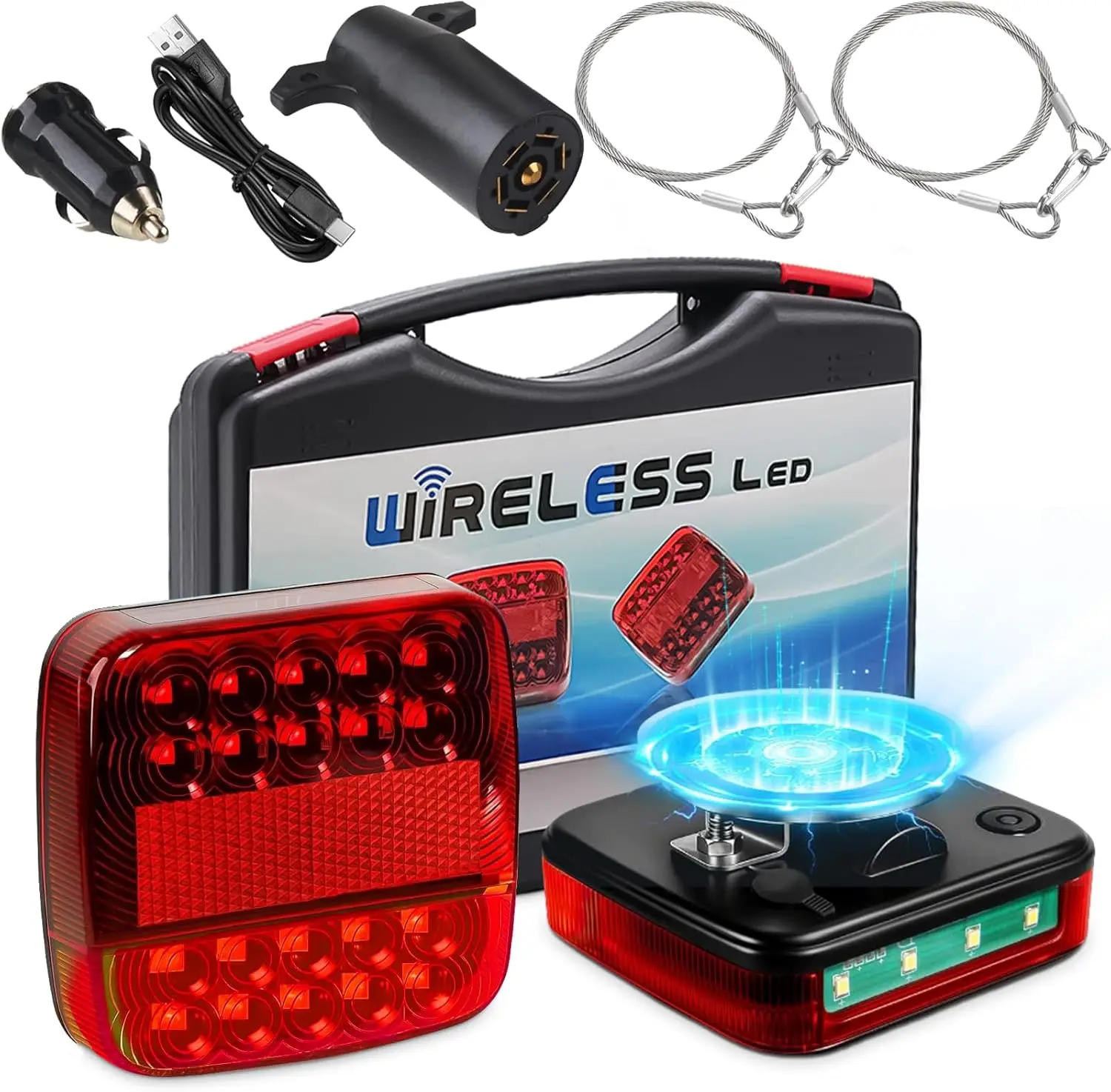 Wireless Trailer Lights Magnetic, Rechargeable LED Kit, IP65 Waterproof, 10-Hour Battery, 100FT Signal for Truck Camper RV Boat
Wireless Trailer Lights Magnetic, Rechargeable LED Kit, IP65 Waterproof, 10-Hour Battery, 100FT Signal for Truck Camper RV Boat