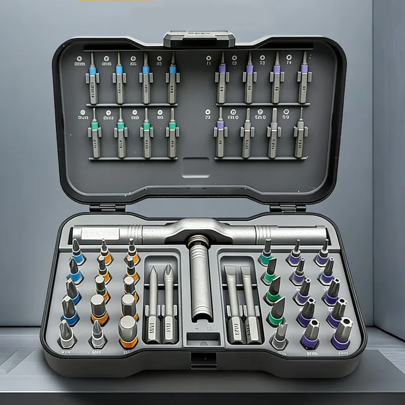 50-in-1 Magnetic Ratchet Screwdriver Set, DIY Ratchet Handle Detachable Multi-functional Tool Set, Portable Repair Tool Set.
50-in-1 Magnetic Ratchet Screwdriver Set, DIY Ratchet Handle Detachable Multi-functional Tool Set, Portable Repair Tool Set.