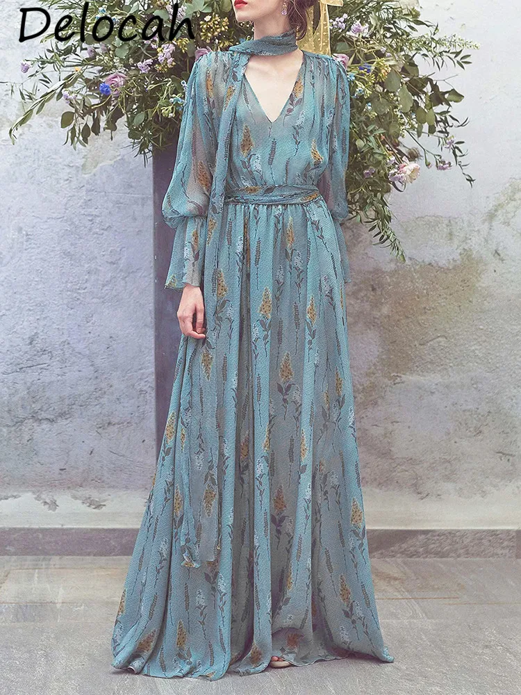 Delocah Holiday Long Dress Fairy Floral V-neck Slimming Lace-up Ankle-length Dress With Waist Elegant Of A Girl
Delocah Holiday Long Dress Fairy Floral V-neck Slimming Lace-up Ankle-length Dress With Waist Elegant Of A Girl