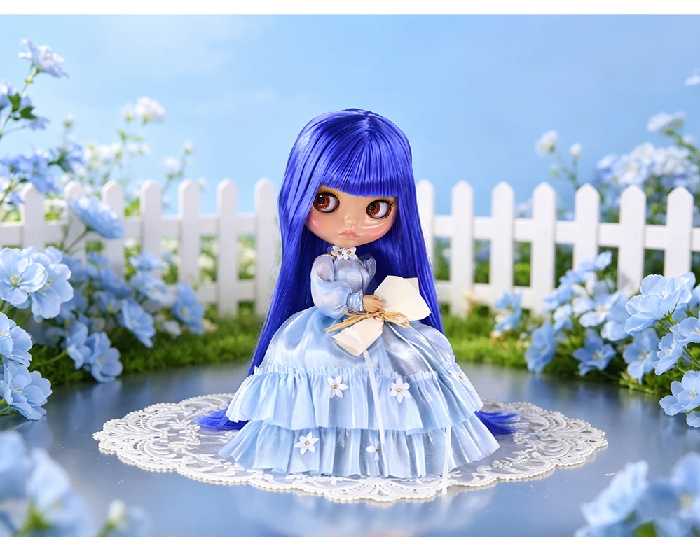 Kathleen – Premium Custom Neo Blythe Doll with Blue Hair, Tan Skin & Shiny Cute Face 6 Kathleen – Premium Custom Neo Blythe Doll with Blue Hair, Tan Skin & Shiny Cute Face 6
