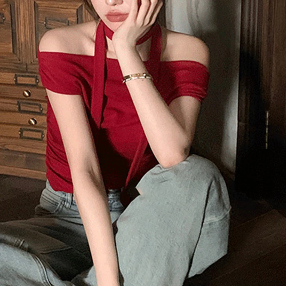 Polyester Shirt Halter Neck T-shirt Summer Fashion Solid Color Commuting Style Female Casual Wear New With Tag
Polyester Shirt Halter Neck T-shirt Summer Fashion Solid Color Commuting Style Female Casual Wear New With Tag