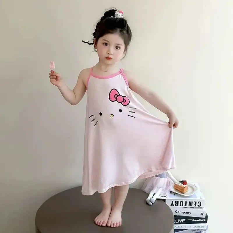 Sanrio Kids Ice Silk Пижамная юбка Hello Kitty Girl Cartoon Strap Dress Kawaii Свободная тонкая мягкая летняя ночная одежда для отдыха
Sanrio Kids Ice Silk Пижамная юбка Hello Kitty Girl Cartoon Strap Dress Kawaii Свободная тонкая мягкая летняя ночная одежда для отдыха