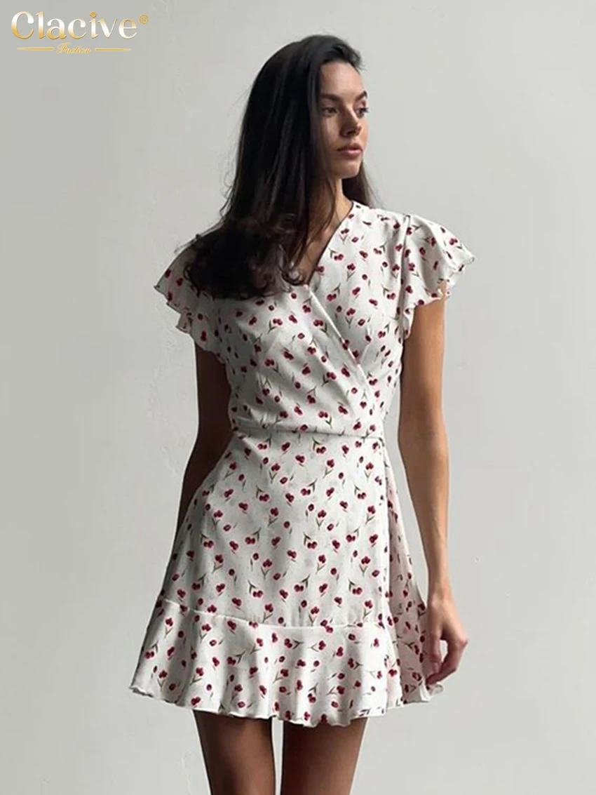 Clacive Summer Loose Print Women's Dress Fashion V-Neck Short Sleeve Mini Dresses Elegant Classic Lace-Up Pleated Female Dress
Clacive Summer Loose Print Women's Dress Fashion V-Neck Short Sleeve Mini Dresses Elegant Classic Lace-Up Pleated Female Dress
