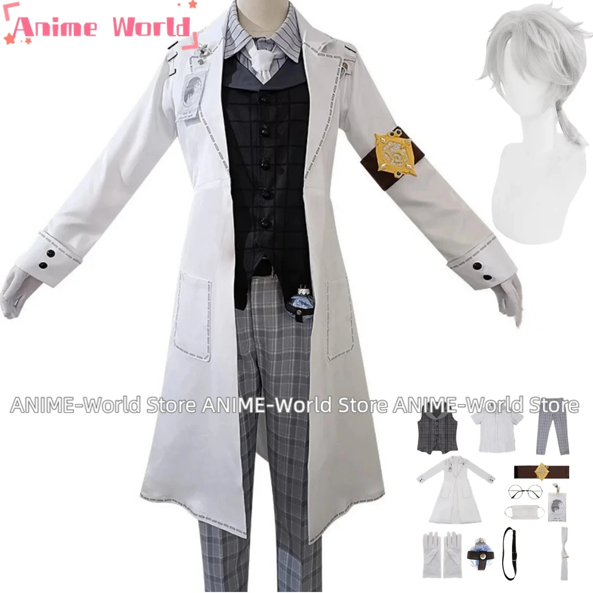 Anime Game Identity Ⅴ Aesop Carl Cosplay Costume Embalmer Fifth Anniversary Limit Wig White Cost Uniform Man Woman Party Suit
Anime Game Identity Ⅴ Aesop Carl Cosplay Costume Embalmer Fifth Anniversary Limit Wig White Cost Uniform Man Woman Party Suit
