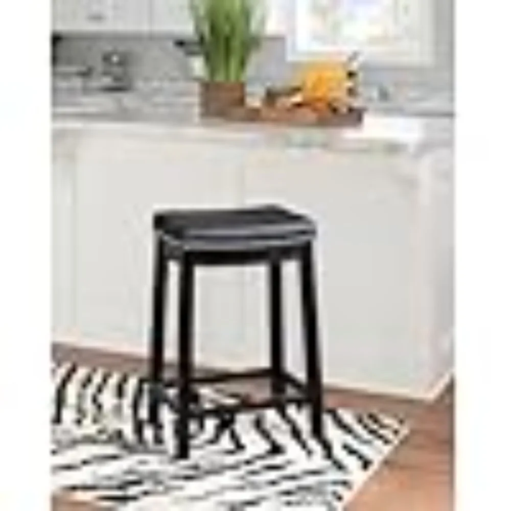 26" Wood/Faux Leather Counter Stool, Black Finish, Rubberwood Frame, Upholstered Seat with Nailhead Trim, Transitional Style, 26.5" H Bar Stool for Kitchen or Home Bar
26" Wood/Faux Leather Counter Stool, Black Finish, Rubberwood Frame, Upholstered Seat with Nailhead Trim, Transitional Style, 26.5" H Bar Stool for Kitchen or Home Bar