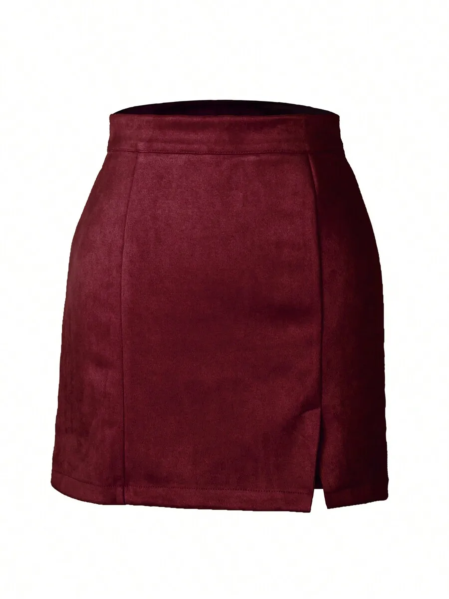 Women's High Waist Faux Suede A-Line Mini Skirt with Side Slit
Women's High Waist Faux Suede A-Line Mini Skirt with Side Slit