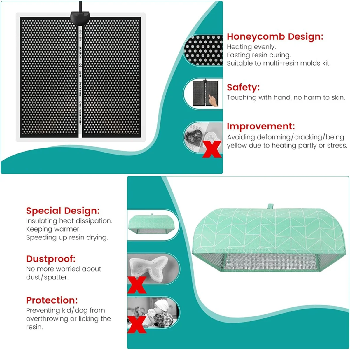 B13CResin Heating Mat with Cover Timer, Fast Resin Curing Mat, Epoxy Heater Silicone Heat Pad Drying Machine US Plug
B13CResin Heating Mat with Cover Timer, Fast Resin Curing Mat, Epoxy Heater Silicone Heat Pad Drying Machine US Plug