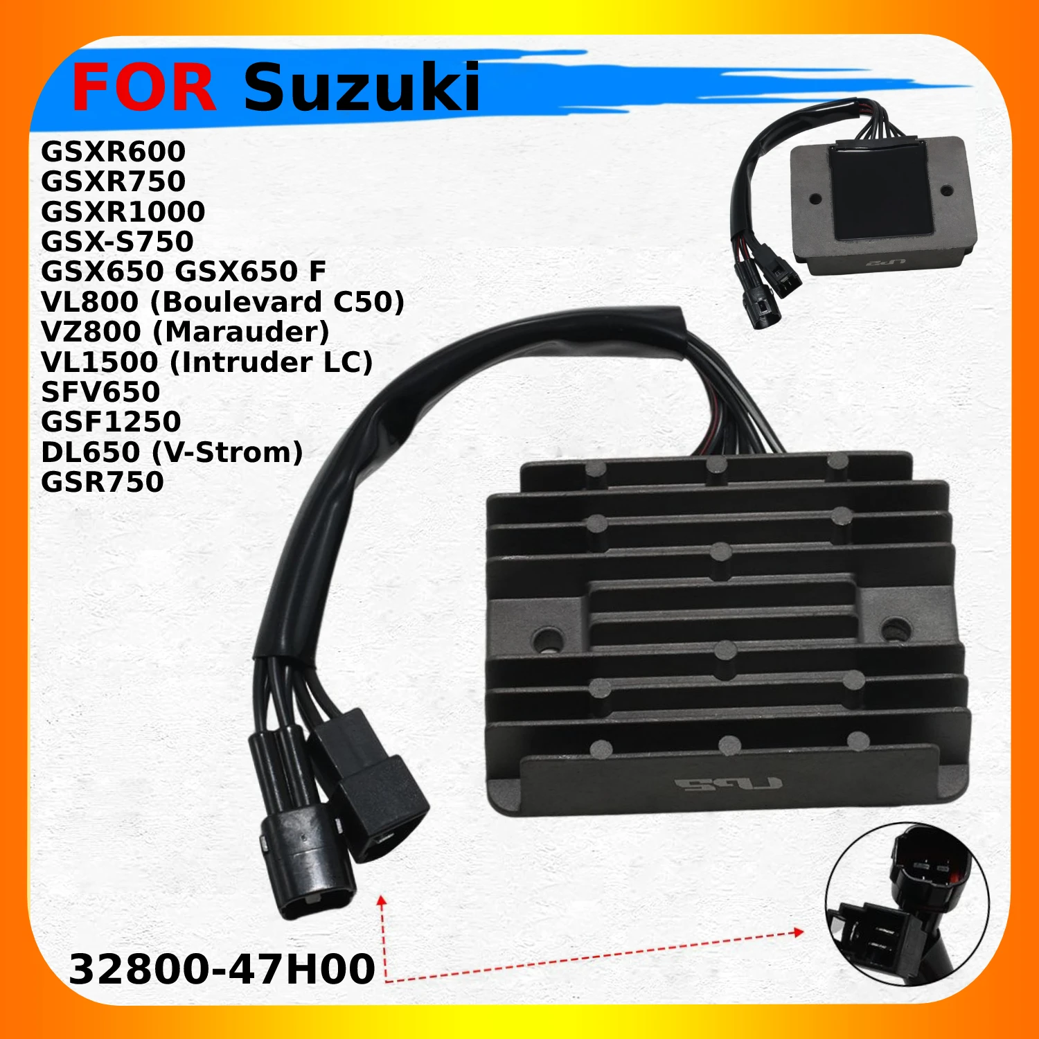 Voltage Regulator Rectifier 32800-47H00 For Suzuki GSXR600 GSXR750 GSXR1000 GSX-S750 GSX650 SFV650 GSF1250 DL650 VL1500 VL800 VZ
Voltage Regulator Rectifier 32800-47H00 For Suzuki GSXR600 GSXR750 GSXR1000 GSX-S750 GSX650 SFV650 GSF1250 DL650 VL1500 VL800 VZ