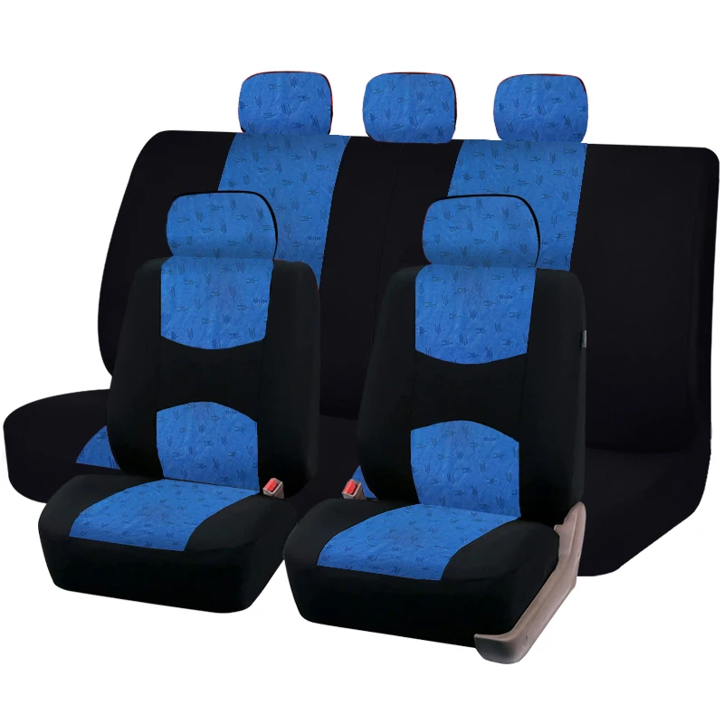 Универсальный полный комплект чехлов на автомобильные сиденья из полиэстера и жаккардовой ткани, совместимых с подушками безопасности, универсальных для большинства автомобилей, внедорожников и грузовиков
Универсальный полный комплект чехлов на автомобильные сиденья из полиэстера и жаккардовой ткани, совместимых с подушками безопасности, универсальных для большинства автомобилей, внедорожников и грузовиков