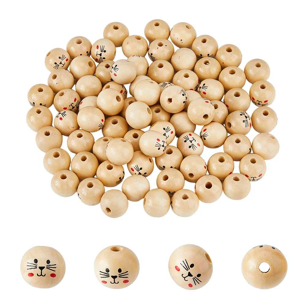 80Pcs Natural Wood European Beads Waxed and Printed Undyed Large Hole Cat Face Beads Round Navajo White 19~20mm Hole: 5mm
80Pcs Natural Wood European Beads Waxed and Printed Undyed Large Hole Cat Face Beads Round Navajo White 19~20mm Hole: 5mm