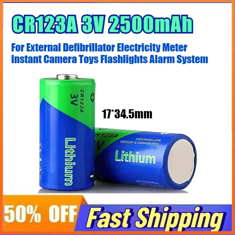 20PC CR123A 3V 2500mAh Lithium Battery for External Defibrillator Electricity Meter Instant Camera Toys Flashlights Alarm
20PC CR123A 3V 2500mAh Lithium Battery for External Defibrillator Electricity Meter Instant Camera Toys Flashlights Alarm