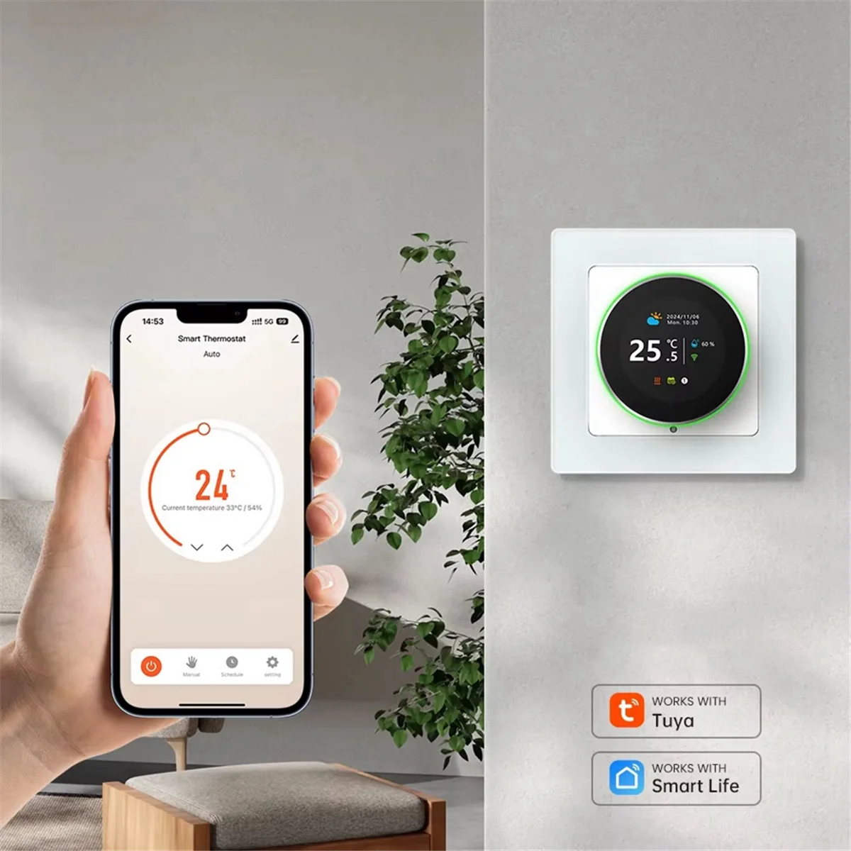 RISEN Tuya WiFi Smart Knob Thermostat Electric Floor Heating Temperature Controller for Electric Floor Heating 16A
RISEN Tuya WiFi Smart Knob Thermostat Electric Floor Heating Temperature Controller for Electric Floor Heating 16A