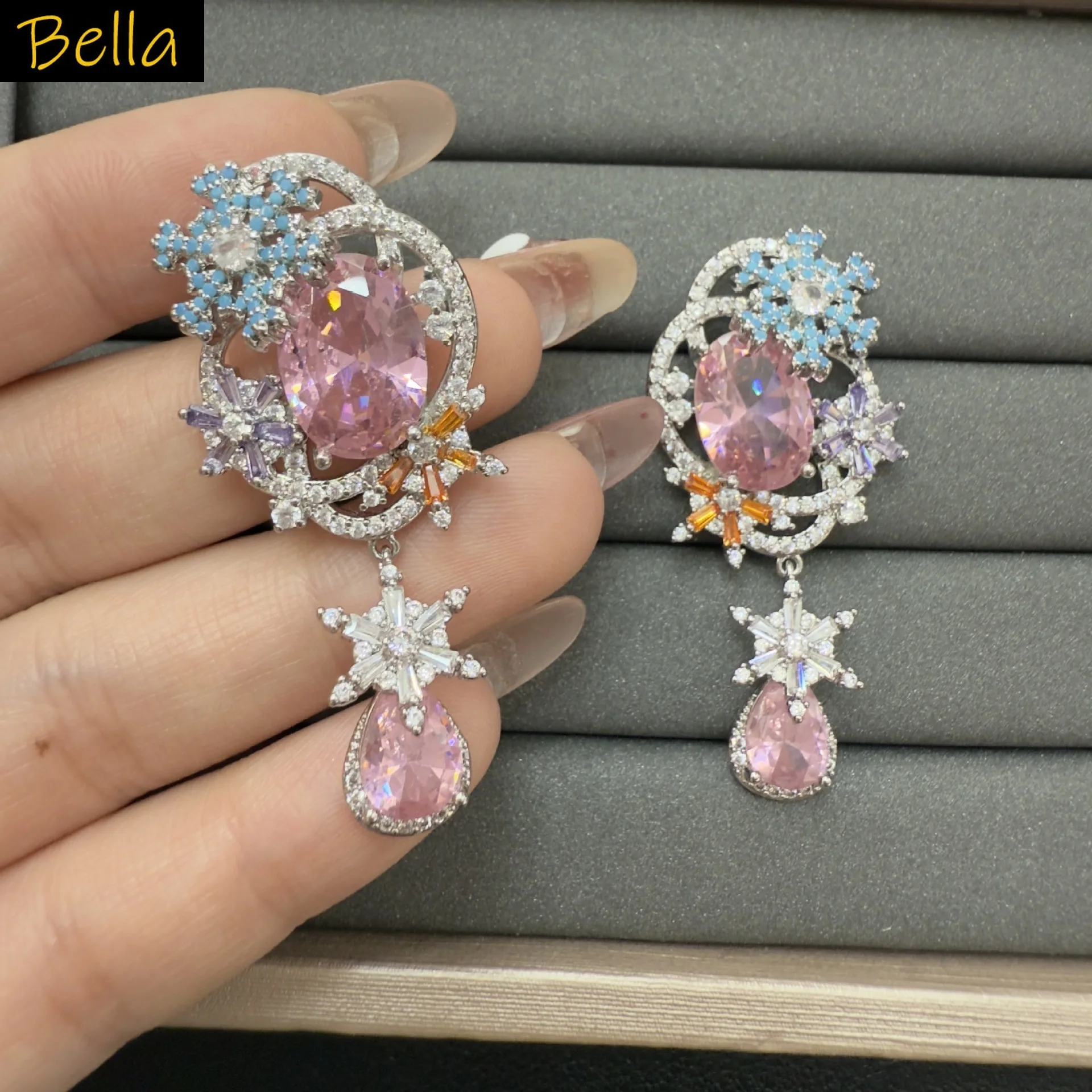 women earrings cubic zirconia luxury jewelry pink blue white
women earrings cubic zirconia luxury jewelry pink blue white