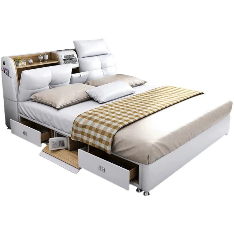 Genuine leather bed, intelligent multifunctional storage, master bedroom, king bed, non disturbing double bed soft bag
Genuine leather bed, intelligent multifunctional storage, master bedroom, king bed, non disturbing double bed soft bag