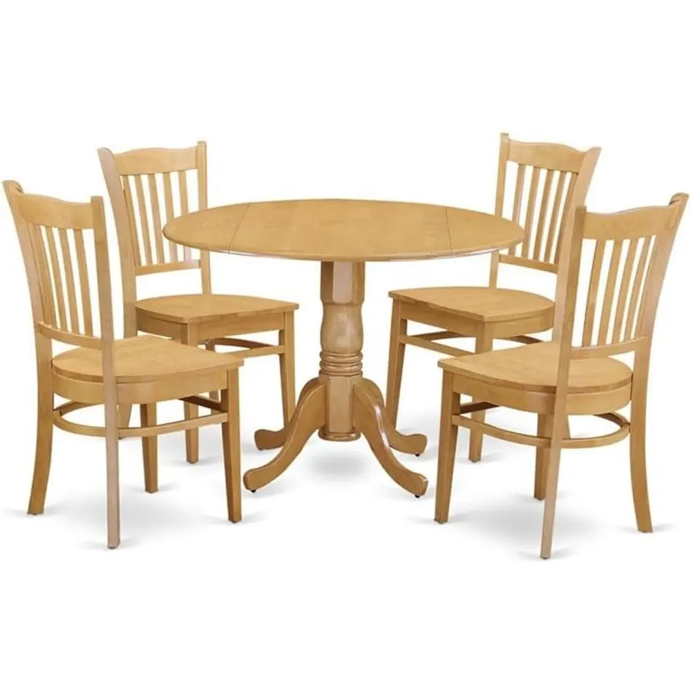 5-Piece Oak Dining Set: Round Wooden Table with 4 Chairs, 42x42 Inch
5-Piece Oak Dining Set: Round Wooden Table with 4 Chairs, 42x42 Inch
