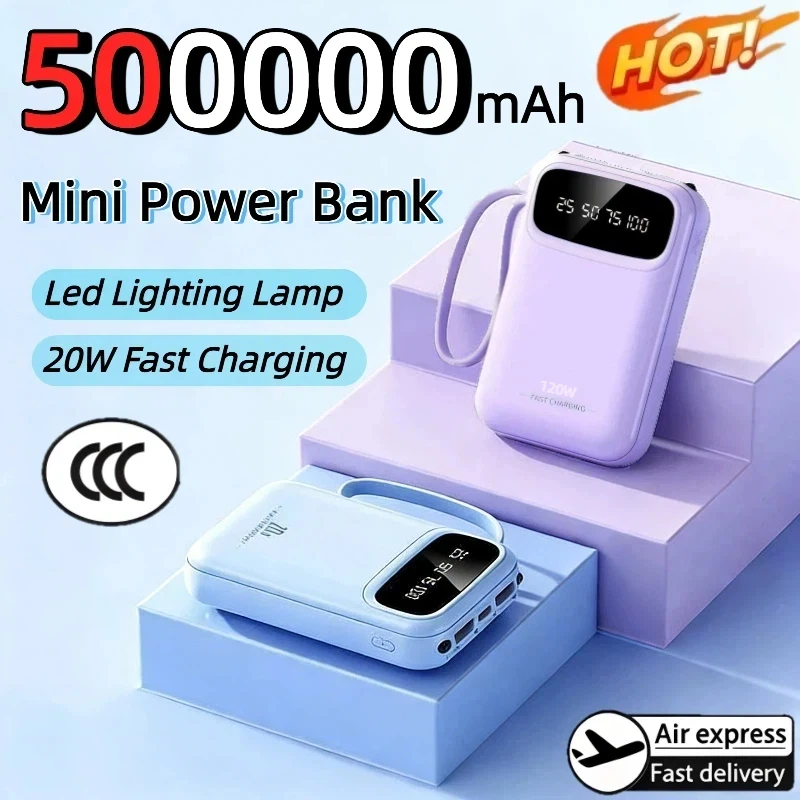 120W 500000mAh Capacity Power Bank Large Capacity Super Fast Charging External Battery Built in 4 Wires For iPhone Huawei 2026
120W 500000mAh Capacity Power Bank Large Capacity Super Fast Charging External Battery Built in 4 Wires For iPhone Huawei 2026