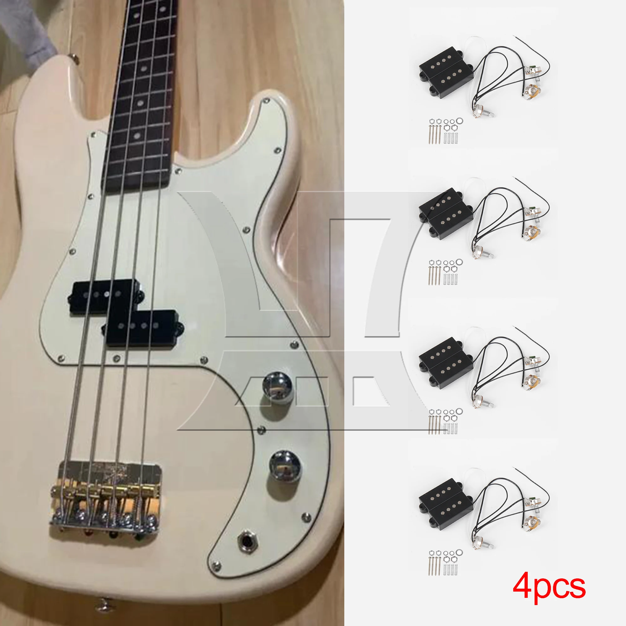 Yibuy 4 Sets of Bass Guitar Prewired Neck Bridge Humbucker Pickups w/ B500k Potentiometers
Yibuy 4 Sets of Bass Guitar Prewired Neck Bridge Humbucker Pickups w/ B500k Potentiometers