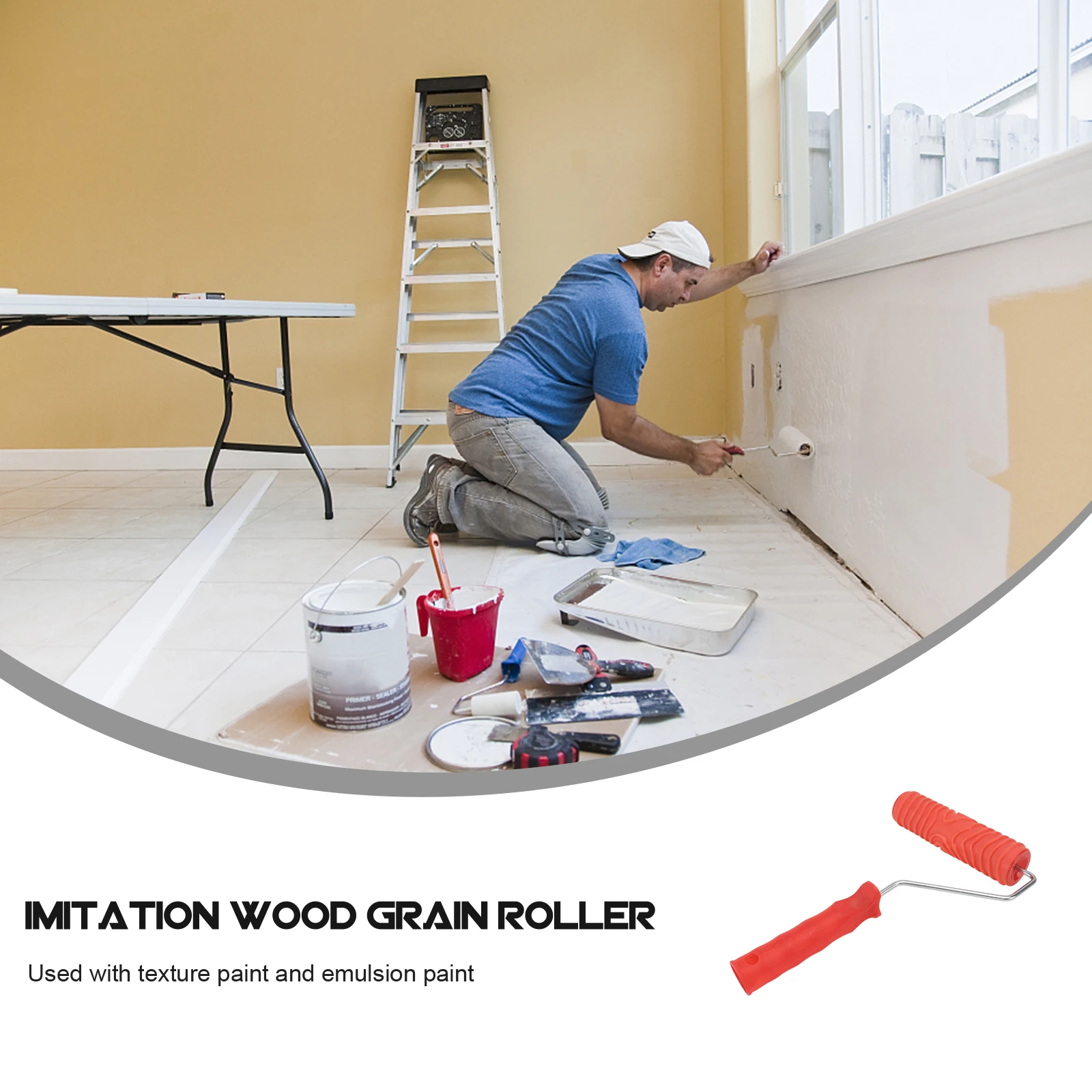 7-inch Paint Roller Red Handle 15x3cm Cover 17.5x5cm Wall Decoration Tool Wood Grain Pattern Texture Emulsion Paint
7-inch Paint Roller Red Handle 15x3cm Cover 17.5x5cm Wall Decoration Tool Wood Grain Pattern Texture Emulsion Paint