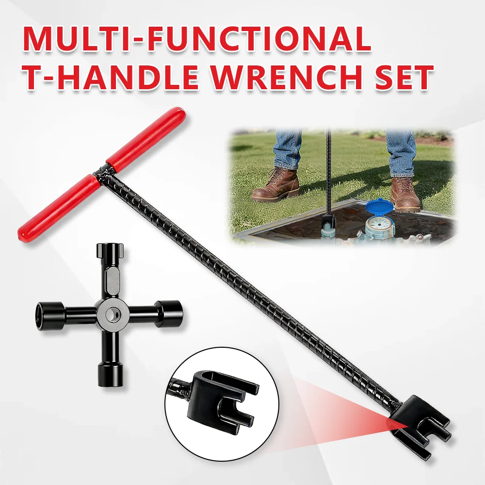 Multi-functional T-Handle Wrench Set, Water Meter Key Kit, Multi-purpose Water Shut Off Tool, Effortless, for Most Water Pipes
Multi-functional T-Handle Wrench Set, Water Meter Key Kit, Multi-purpose Water Shut Off Tool, Effortless, for Most Water Pipes
