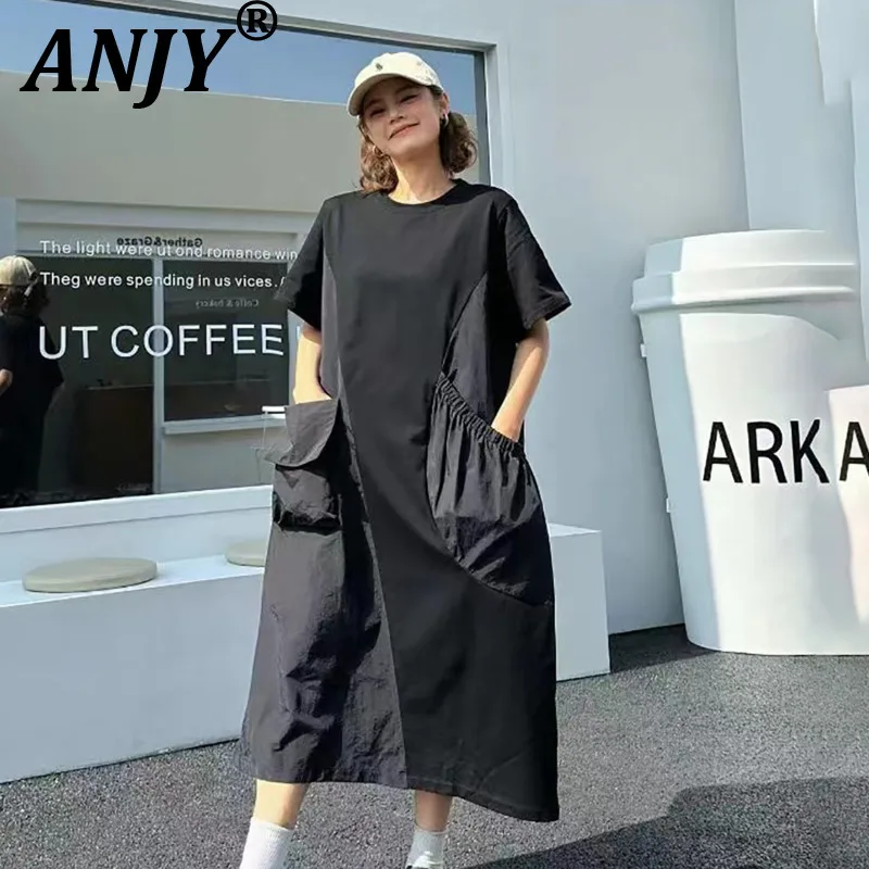 ANJY Summer New Women Casual Lazy Style Color Block Short Sleeve Dress Stylish Loose Patchwork Large Pockets Tide Dresses A21841
ANJY Summer New Women Casual Lazy Style Color Block Short Sleeve Dress Stylish Loose Patchwork Large Pockets Tide Dresses A21841
