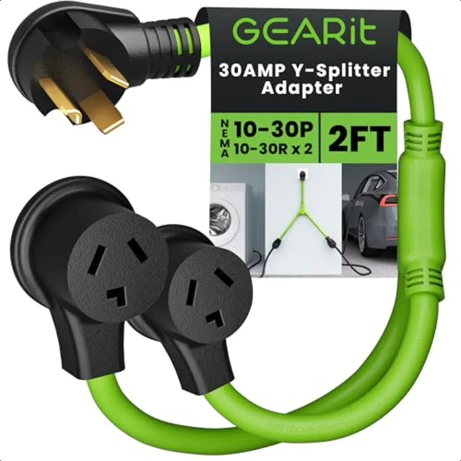 3 Prong Dryer Y Splitter 30 Amp NEMA 1030P to 2 NEMA 1030R Receptacle STW 10AWG 3C Power Cord Adapter for Multiple Outlet Dryer
3 Prong Dryer Y Splitter 30 Amp NEMA 1030P to 2 NEMA 1030R Receptacle STW 10AWG 3C Power Cord Adapter for Multiple Outlet Dryer