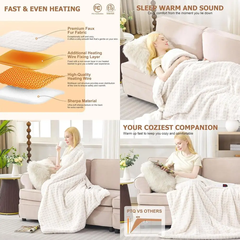 62x84 Electric Heated Blanket with 6 Heat Levels, 10 Timers, Soft Faux Fur & Sherpa, Machine Washable, Great Gift for Women (Ivo
62x84 Electric Heated Blanket with 6 Heat Levels, 10 Timers, Soft Faux Fur & Sherpa, Machine Washable, Great Gift for Women (Ivo